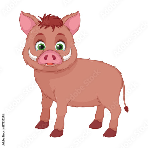 Vector Cute Cartoon Boar