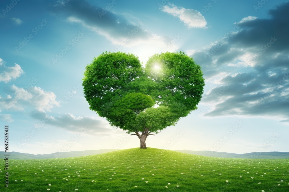 Heart-shaped tree under cloudy sky Heart-shaped tree under cloudy sky