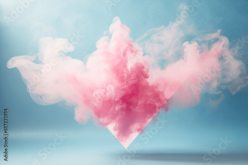 Abstract background with triangle and pink smoke.Minimal creative inviroment concept