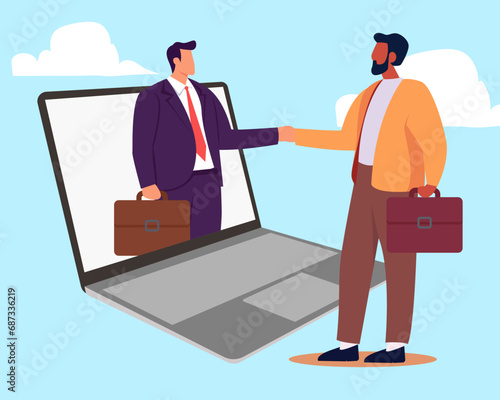 Vendor, third party or outsourcing, work with client or colleagues virtually, contractors or supplier, provider or partner concept