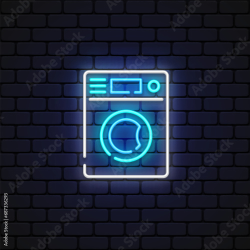 Washer neon icon, great design for any purposes.