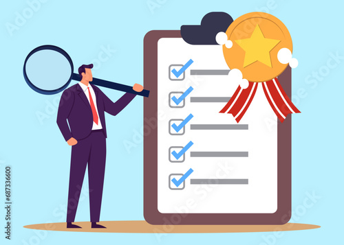 Standard, quality control or certified approval, corporate policy or compliance, guarantee checklist document, assurance concept