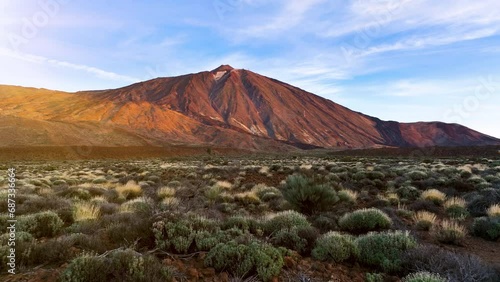 Aerial shot of Mount Teide volcano in Tenerife, Canaries, Spain. 4K