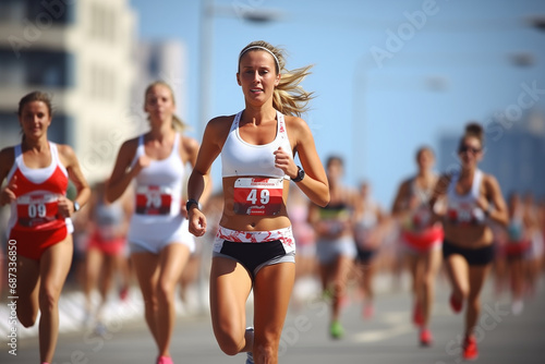 A woman running in a competition.