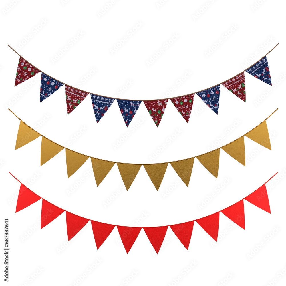 Fototapeta premium Christmas Hanging Flag isolated 3D render illustration