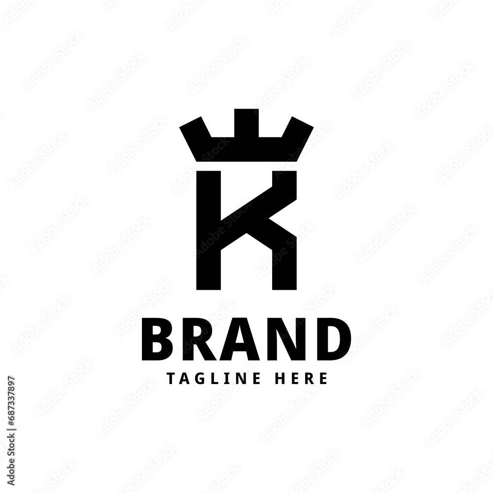 Letter K King Crown House Logo Stock Vector | Adobe Stock
