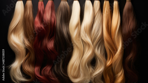 hair extensions  multi colored strands hair generative ai