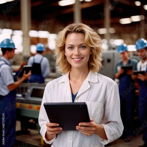 Smiling confident female supervisor in factory, holding a tablet © Kheng Guan Toh