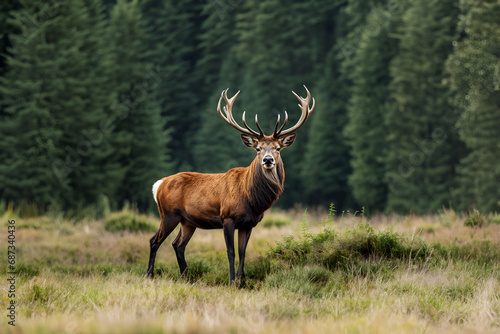 Portrait of a stag in nature - Generative AI