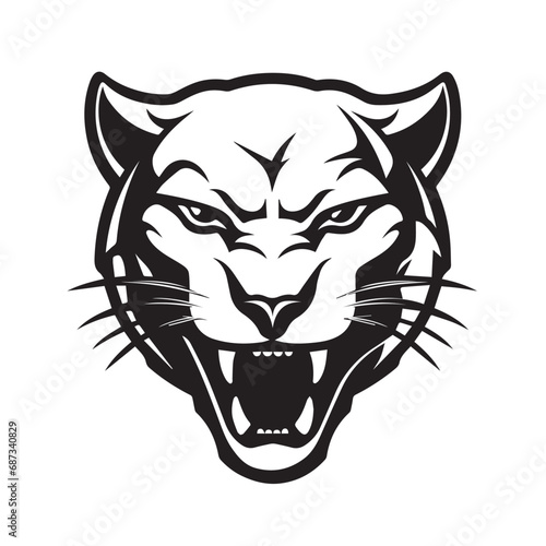 Panther in cartoon, doodle style. Isolated 2d vector illustration in logo, icon style, Eps 10, black and white. AI Generative