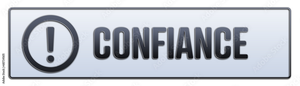 Confiance symbol. A grey banner with word Confiance. Isolated on white background. Confiance symbol. A grey banner with word Confiance. Isolated on white background.