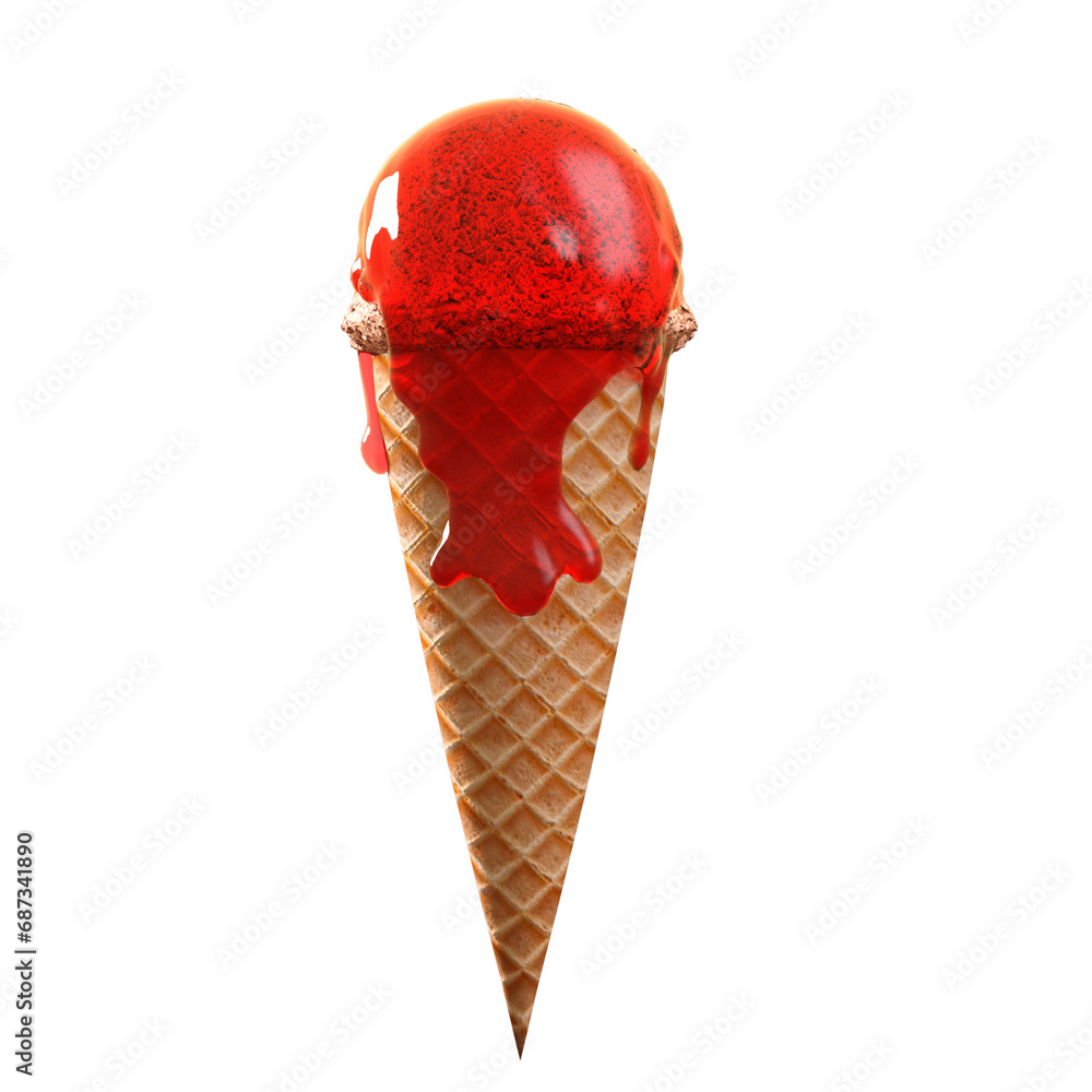 Ice Cream Melted isolated 3D render Ilustration Ice Cream Melted isolated 3D render Ilustration