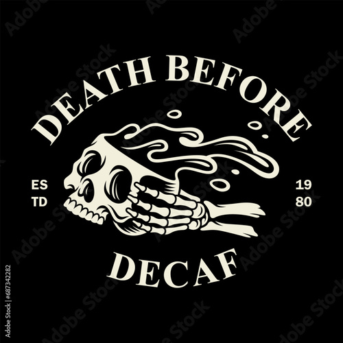 Vector illustration skull coffee cup