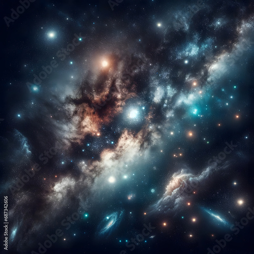Image of a starry night sky depicting the outer space universe, with a vast array of stars and cosmic phenomena.