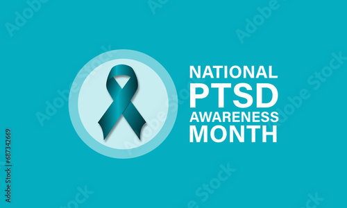 National Post Traumatic Stress Disorder (PTSD) Awareness Month Background Vector Illustration 