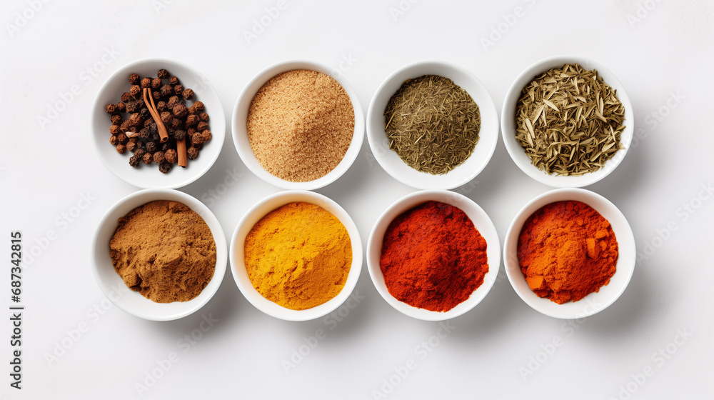 Variety of spices isolated in white background Variety of spices isolated in white background