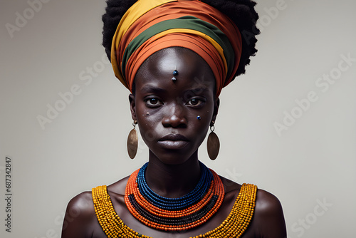  portrait of a African cultural woman. AI generated