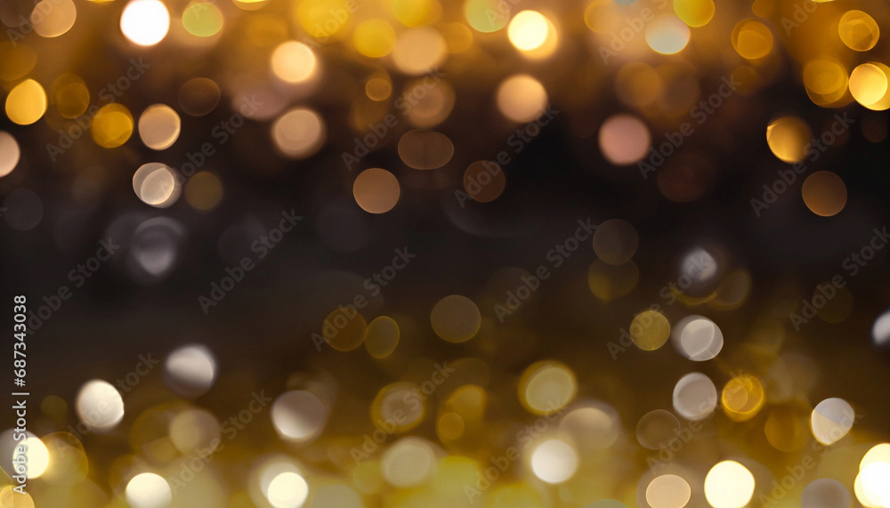 Abstract gold glitter bokeh background with text space 