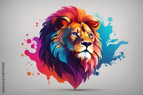 Logotipo de cabeza de león degradado en estilo vectorial, vector, detalles limpios, logotipo degradado, 4k photo