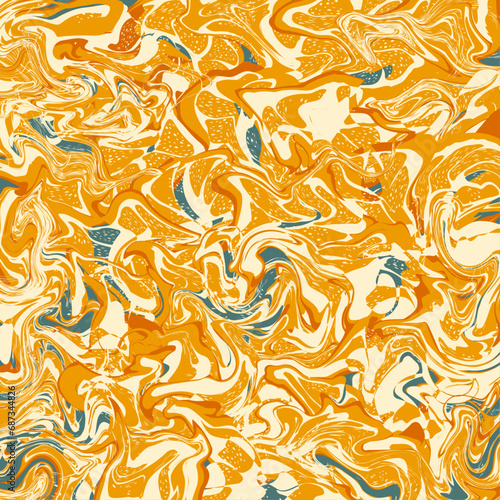 Abstract style chaotic wavy beige-biue-orange design - background. Multicolored vector illustration for cards, business, banners, wallpaper, textile 