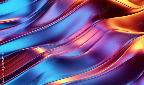 Abstract holographic iridescent neon fluid ripple wave background