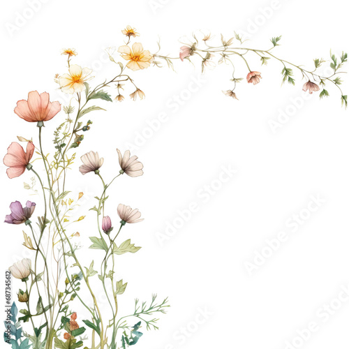 Watercolor Wildflower border coloring 