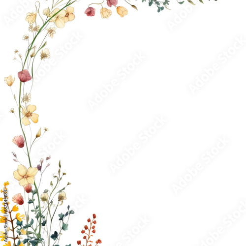 Watercolor Wildflower border coloring 