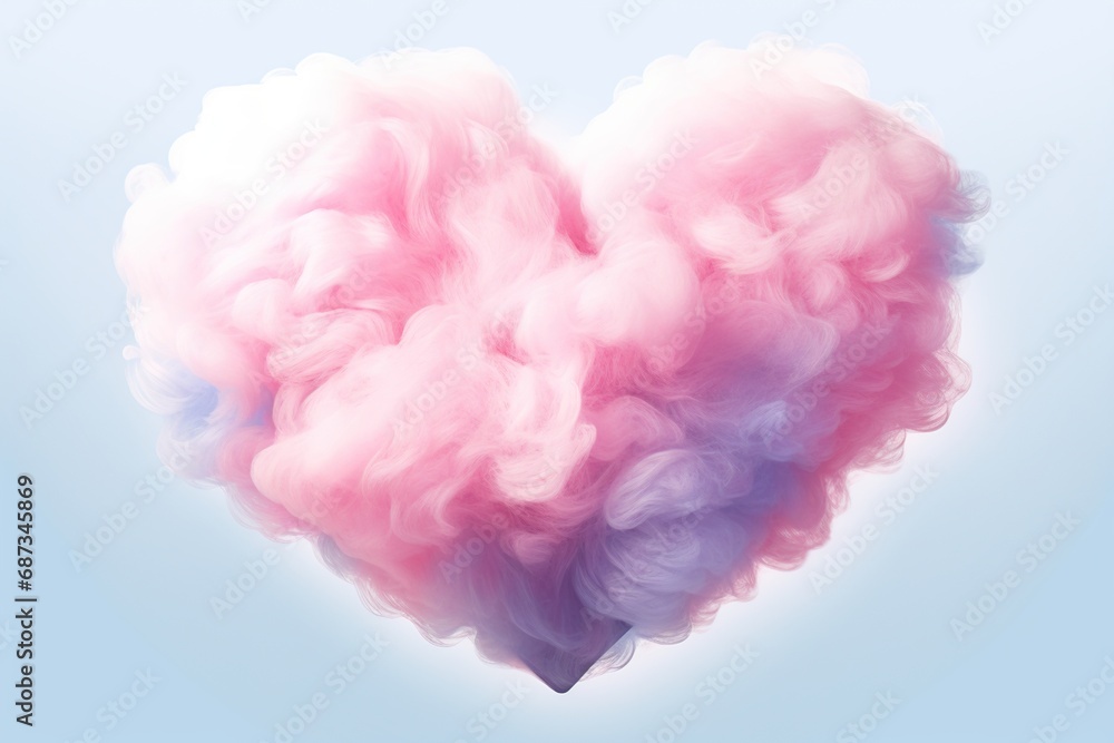 Cotton Candy Heart shaped, illustration, cotton Candy lovers illustration, Generative Ai 