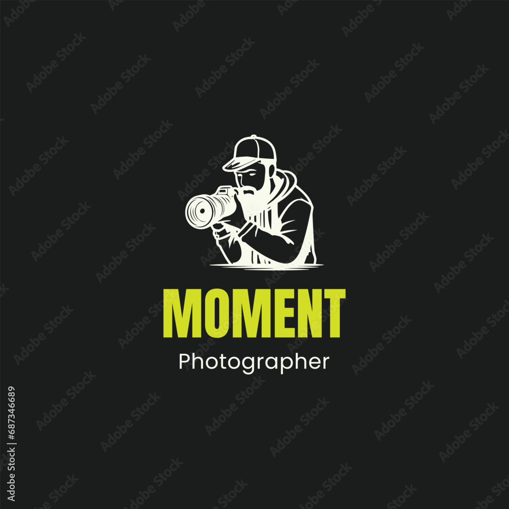 Photographer with camera, abstract man isolated vector silhouette