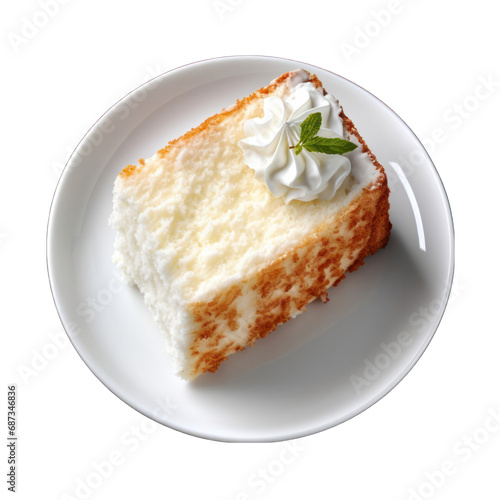 Angel Food Cake Slice Isolated on Transparent or White Background  PNG