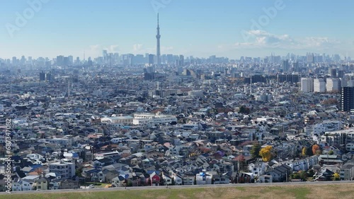 東京スカイツリー、日本のドローン映像、東京都、千葉県