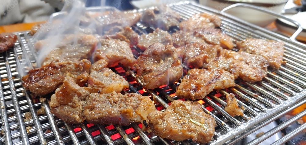 grilled meat on the grill