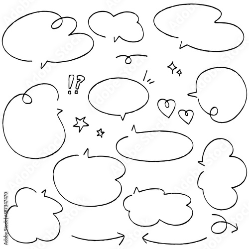 手書きの吹き出しセット　バリエーションセット　ベクター