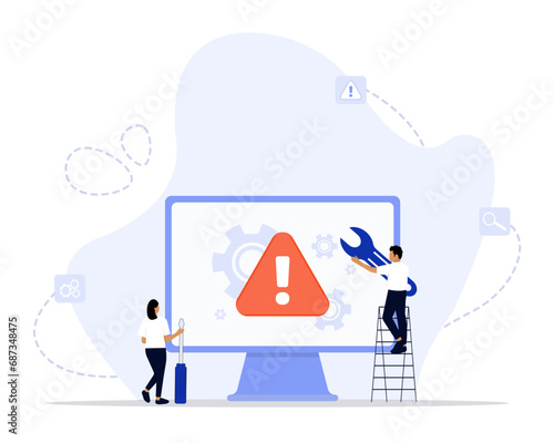 Computer troubleshooting concept vector illustration. Basic fixing problems guide, operating system checking, installing new software, network issue abstract metaphor, restore data.
