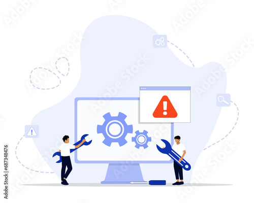 Computer troubleshooting concept vector illustration. Basic fixing problems guide, operating system checking, installing new software, network issue abstract metaphor, restore data.
