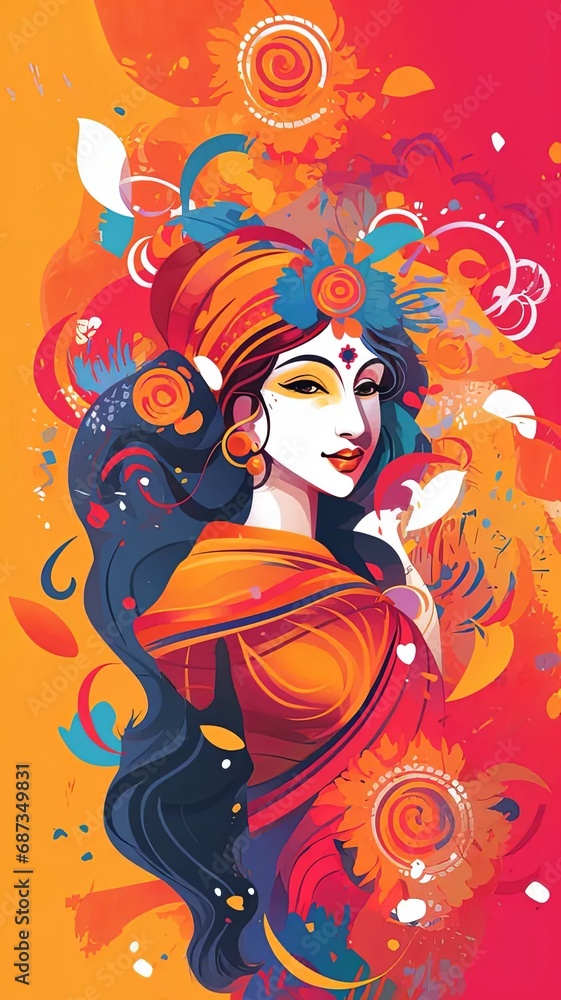 Traditional Holi Art Vertical Banner Traditional Holi Art Vertical Banner