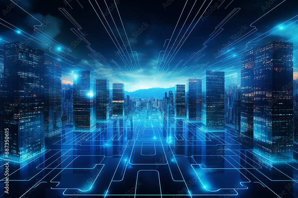 Blue Science City Background Blue Science City Background
