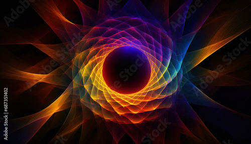 Dark abstract background with luminous colored texture