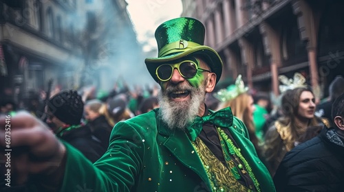 Festive Street Parade for St. Patrick's Day