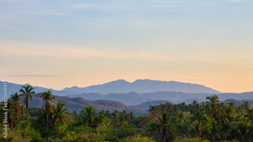 Costalegre mountains and nature at sunset