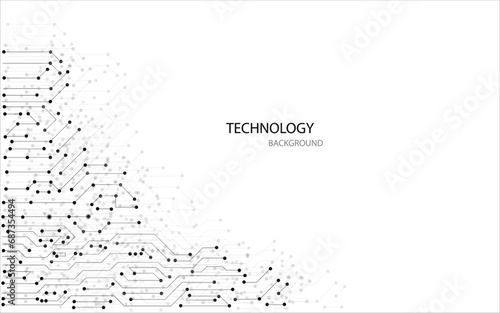 Technology circuit diagram with dots and lines.Vector abstract technology on white background.High tech circuit board connection system.Abstract concept. Line background, network technology.