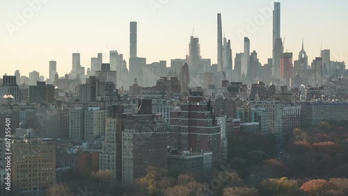 Aerial view of Midtown Manhattan on an autumn morning photo