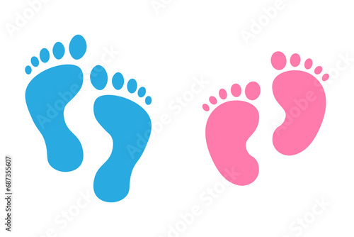 vector footprints, adult footprints and baby footprints
