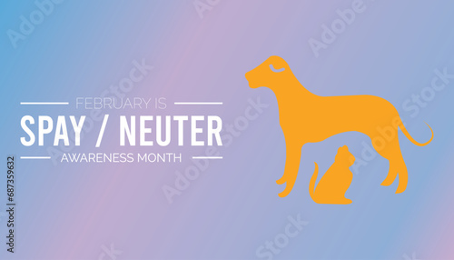 Vector illustration on the theme of Spay and Neuter awareness month observed each year during February.banner, Holiday, poster, card and background design. photo