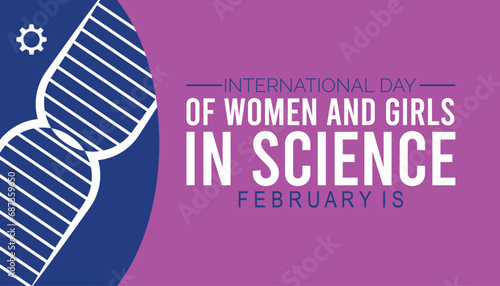 Vector illustration on the theme of International day of Women and Girls in science observed each year during February.banner, Holiday, poster, card and background design.