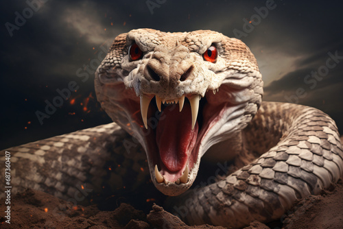 Cobra snake fighting photo
