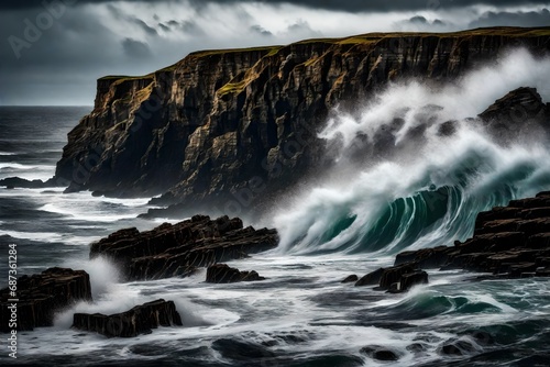 waves crashing on rocks