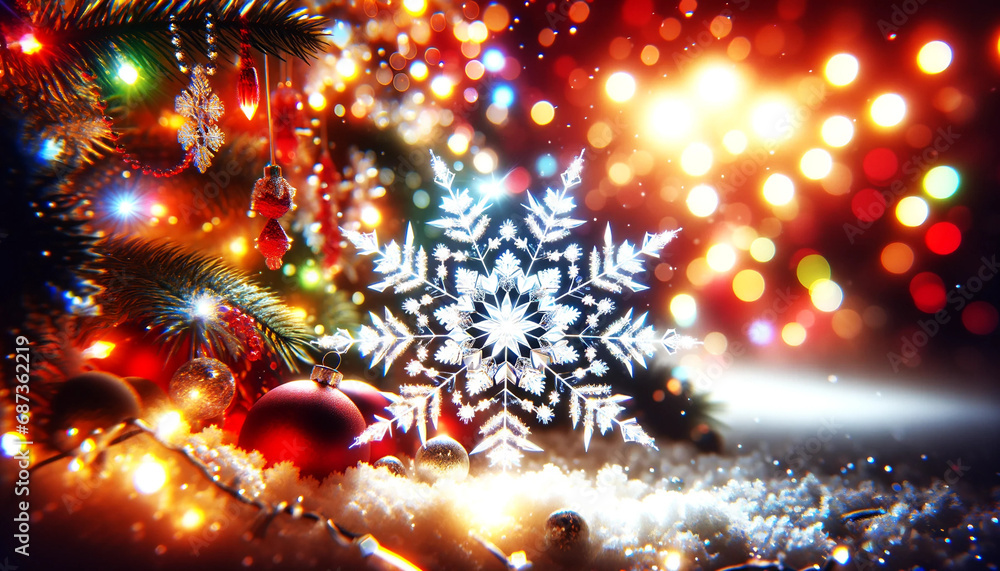Christmas background image white snowflake crystals