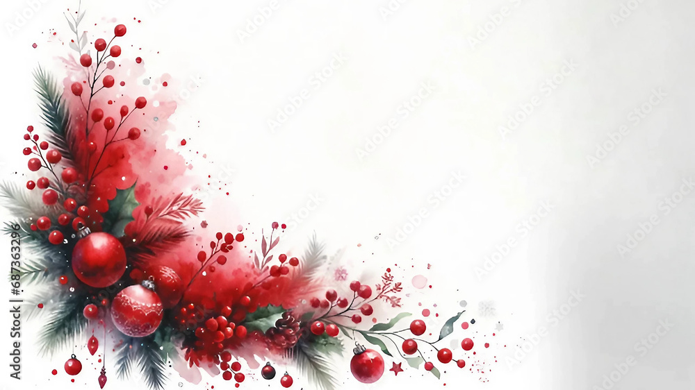 watercolor texture and a red color scheme suitable for Christmas