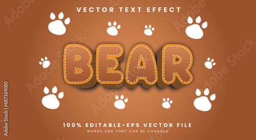 Bear 3d cartoon game editable text effect template